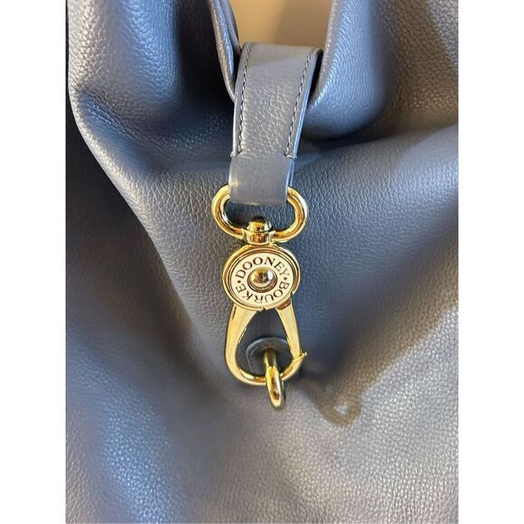 Dooney & Bourke Belvedere & Dust bag gold hook blue leather shoulder bag purse ( - Picture 2 of 16